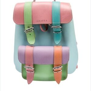 Grafea Leather Pastel Multi-Color Leather Backpack